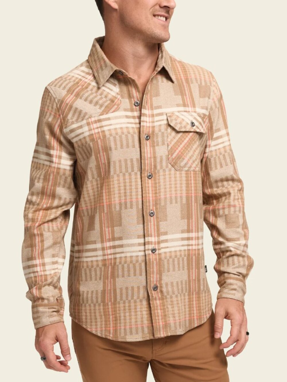 Howler Bros‎ Brown Orange Plaid Button Down Harkers Flannel